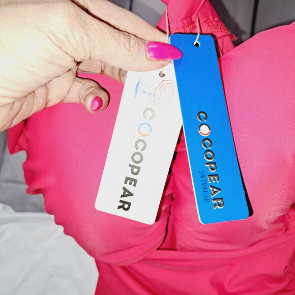 NWT COCOPEAR Women's 4XL Pinky Coral 1 piece swimsuit with built-in bottoms - Picture 7 of 12